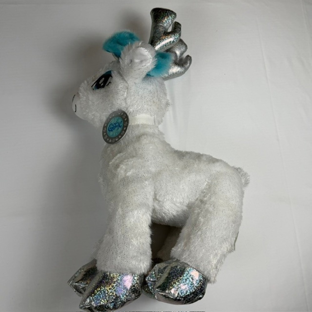 Build-A-Bear Glisten the Star-Powered Reindeer White Teal Silver Plush 031892